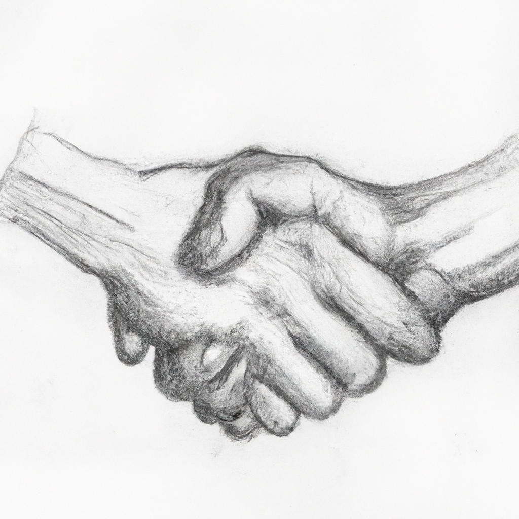 handshake, potloodtekening